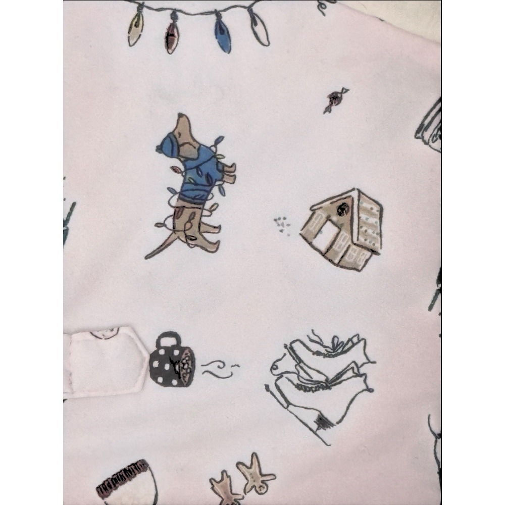 KATE SPADE Women Pajama Pant Set S Jersey Blush Pink HOLIDAY Dachshund Henley - Picture 5 of 12